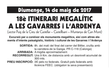 18è Itinerari megalític a les Gavarres i l'Ardenya 2017