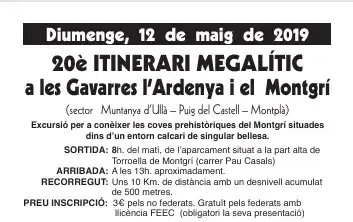 20è itinerari megalític a les Gavarres,l'Ardenya i el Montgrí 2019